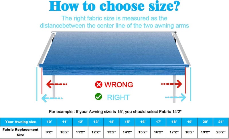 CYLAND RV Awning Fabric Replacement,Camper Trailer Motorized Awning Replacement for Motorhome,Heavy Duty Weatherproof 18.5oz Outdoor Vinyl RV Canopy 12'(Fabric 11'2") Blue Fade - Image 5
